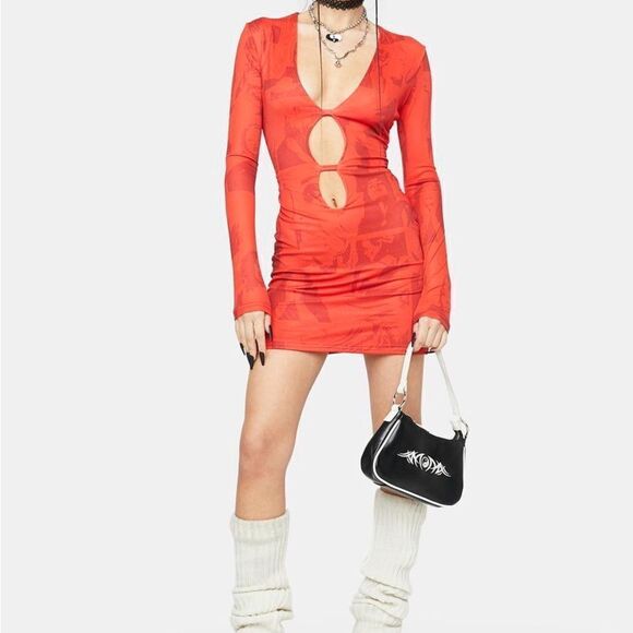 Edikted Dolls Kill Pop Art Cut Out Dress sz S - Picture 3 of 16